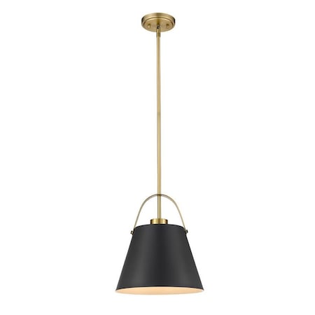 Z-Studio 1 Light Pendant, Matte Black & Heritage Brass